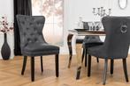 Chesterfield Stoel CASTLE Zwart Kunstleer Massief Hout met, Huis en Inrichting, Stoelen, Ophalen of Verzenden, Nieuw
