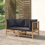 vidaXL Tuinhoekbanken 2 st met kussens bamboe donkergrijs, Tuin en Terras, Tuinsets en Loungesets, Verzenden, Nieuw, Hout