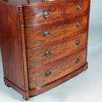 Bow front commode met oplopende lade bloemmahonie ca 1825 No, Antiek en Kunst, Ophalen of Verzenden