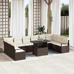 vidaXL Tuin Sofa Set met kussen 11 pcs Bruin en crème 100 x, Verzenden, Nieuw, Rotan
