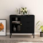 vidaXL Dressoir 75x35x70 cm staal en gehard glas zwart, Huis en Inrichting, Kasten | Dressoirs, Verzenden, Nieuw, 50 tot 100 cm
