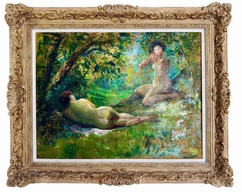 Joannes (Jean) Chaleye (1878-1960) - Étude de nus dans une, Antiek en Kunst, Kunst | Schilderijen | Klassiek