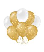 Goud Witte Ballonnen Latex 30cm 6st, Nieuw, Verzenden