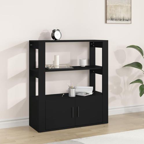 vidaXL Dressoir 80x30x90 cm bewerkt hout zwart, Huis en Inrichting, Kasten | Dressoirs, 25 tot 50 cm, Nieuw, 50 tot 100 cm, Overige houtsoorten