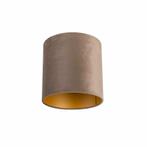 Velours lampenkap taupe 25/25/25 met gouden binnenkant, Nieuw, Overige vormen, Minder dan 25 cm, Overige kleuren