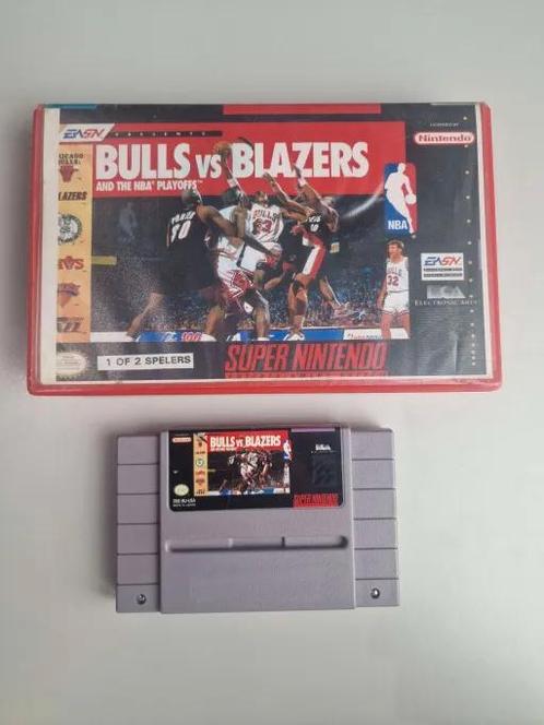 SNES - Bulls Vs Blazers and the NBA Playoffs - USA - Plas..., Spelcomputers en Games, Games | Nintendo Super NES, Ophalen of Verzenden