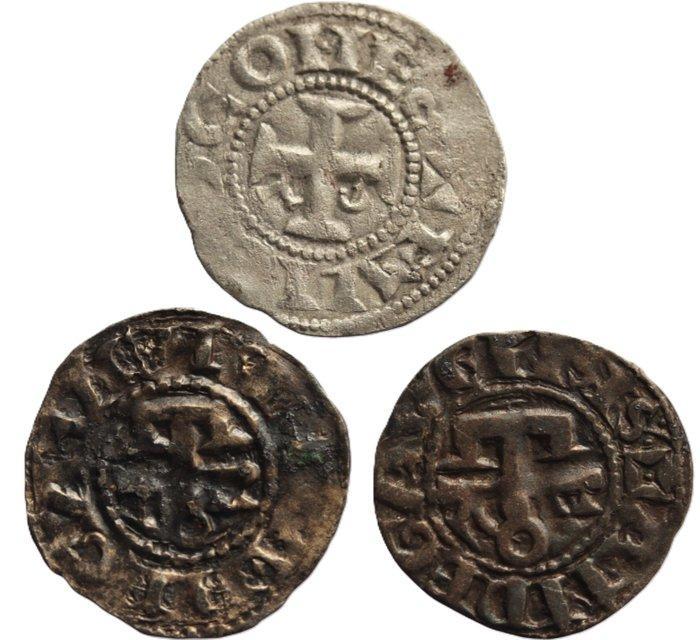 Frankrijk. Lote de 3 Denries de Anjou. 1060-1129 (Zonder, Postzegels en Munten, Munten | Europa | Euromunten
