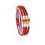 Bloedkoraal kralen armband met gouden sierslot; Antiek |..., Gebruikt, Overige kleuren, Ophalen of Verzenden, Met edelsteen