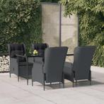 vidaXL 5-delige Tuinset poly rattan donkergrijs, 4 zitplaatsen, Nieuw, Tuinset, Verzenden