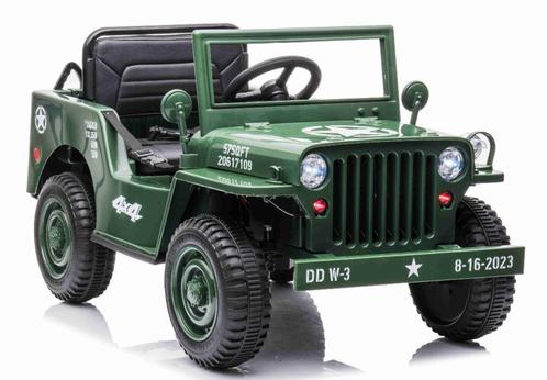 Jeep Army, Willys  jeep, 4wd, eva, leder, BlueTooth, JH-103, Kinderen en Baby's, Speelgoed | Buiten | Accuvoertuigen, Nieuw, Ophalen of Verzenden