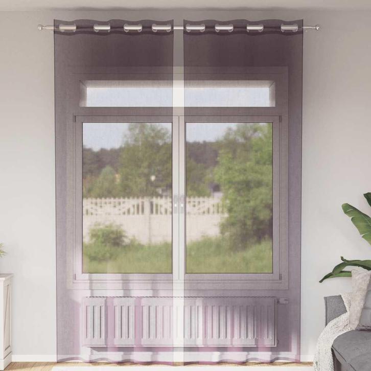vidaXL Gordijnen voile met doorvoertules 2 st 140x300 cm, Huis en Inrichting, Stoffering | Gordijnen en Lamellen, Nieuw, Verzenden