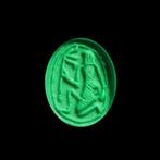 Oud-Egyptisch Speksteen Skarab met hiëroglyphen en Horus