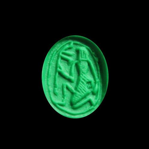 Oud-Egyptisch Speksteen Skarab met hiëroglyphen en Horus, Antiek en Kunst, Antiek | Overige Antiek