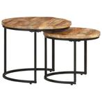 vidaXL 2-delige Tafeltjesset ruw mangohout, Verzenden, Nieuw, 50 tot 100 cm, Minder dan 50 cm