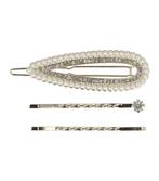 Haarclip Druppel Vorm Parel Strass 6cm Zilver, Verzenden, Nieuw