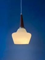 Small Danish Teak Wood Opaline Glass Pendant Light, Huis en Inrichting, Lampen | Hanglampen, Ophalen of Verzenden, Nieuw