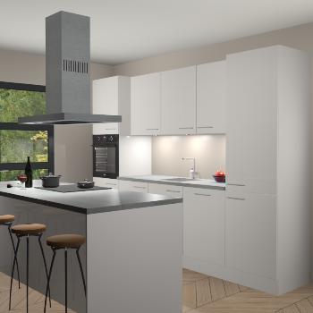 Zijdegrijze hoogglans keuken Lima 24808, Huis en Inrichting, Keuken | Complete keukens, Verzenden