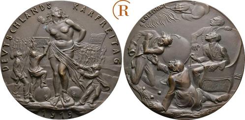 Brons medaille Duitslands Karfreitag 1919 Karl Goetz:, Postzegels en Munten, Penningen en Medailles, Verzenden