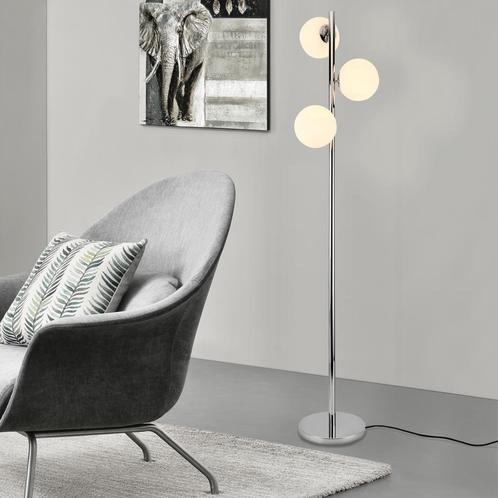 Staande lamp Gent vloerlamp 154 cm chroom en wit 3xE14, Huis en Inrichting, Lampen | Vloerlampen, Nieuw, Verzenden