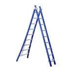 Eurostairs Reform ladder dubbel uitgebogen 2x9 sporten BLAUW, Doe-het-zelf en Verbouw, Ladders en Trappen, Ophalen of Verzenden