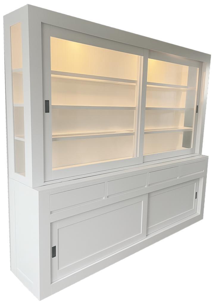 Witte strakke buffetkast Petten 260cm led verlichting, Huis en Inrichting, Kasten | Buffetkasten, Ophalen of Verzenden