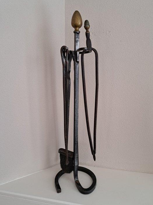 Openhaard accessoire - Smeedijzer - Haardset smeedijzer, Antiek en Kunst, Curiosa en Brocante