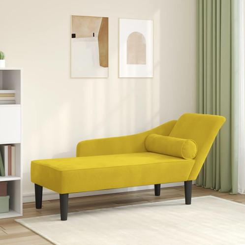 vidaXL Chaise longue met kussens fluweel geel, Huis en Inrichting, Banken | Sofa's en Chaises Longues, Nieuw, Verzenden