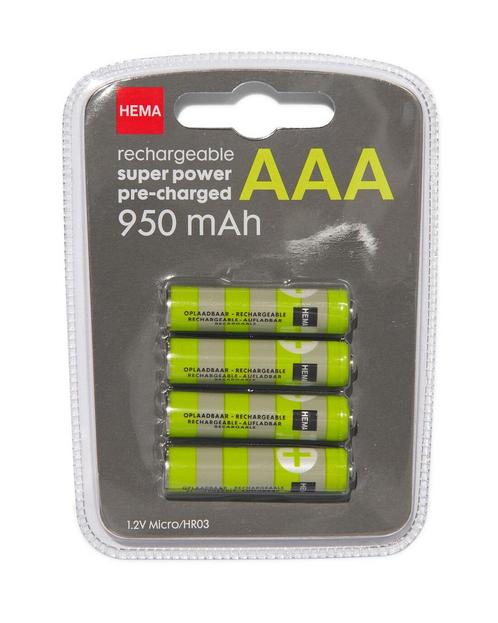 HEMA Oplaadbare AAA batterijen 950mAh plus - 4 stuks, Computers en Software, Overige Computers en Software, Nieuw, Verzenden