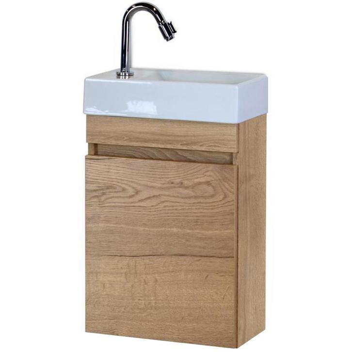 Bonsai Badmeubelset - Natuur Eiken - Keramische Wastafel, Huis en Inrichting, Badkamer | Badkamermeubels, Nieuw, Ophalen of Verzenden