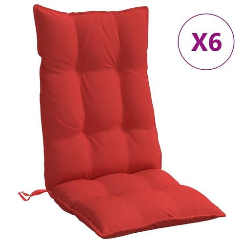 Stoelkussens Hoge Rug Rood - 6 stuks | Tweedekansje | OP=OP, Tuin en Terras, Tuinmeubel-accessoires, Nieuw, Ophalen of Verzenden