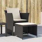 vidaXL Tuinstoel met voetenbank poly rattan zwart, Tuin en Terras, Verzenden, Nieuw, Rotan