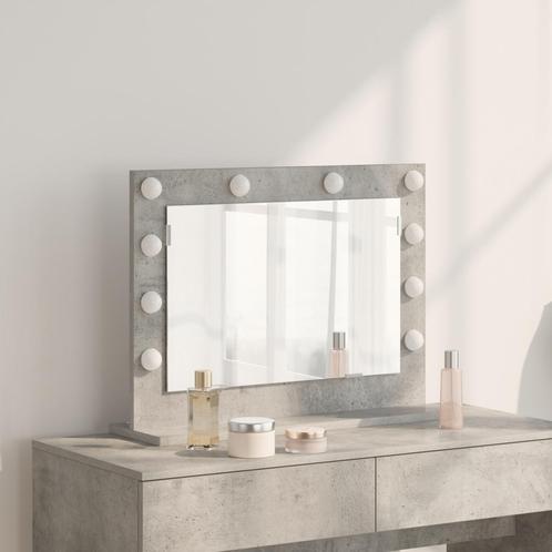 vidaXL Make-up Spiegel met LED Verlichting Betongrijs, Huis en Inrichting, Woonaccessoires | Spiegels, Nieuw, Verzenden