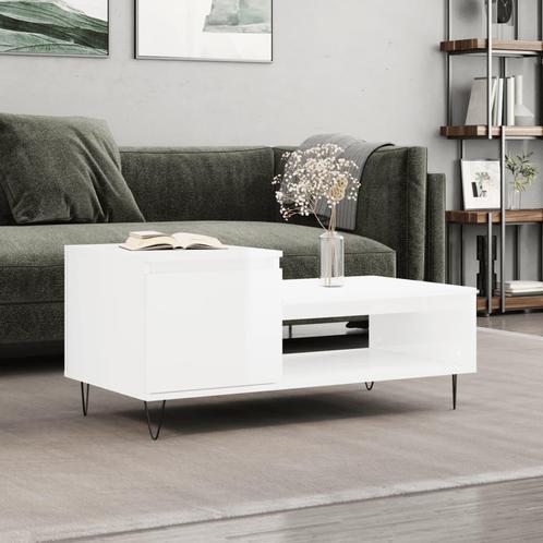 vidaXL Salontafel 100x50x45 cm bewerkt hout hoogglans wit, Huis en Inrichting, Tafels | Salontafels, 100 tot 150 cm, Nieuw, Overige houtsoorten