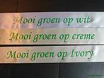 Creme lint 45 mm met groene opdruk +/- 50cm. - eigen tekst, Ophalen of Verzenden, Nieuw