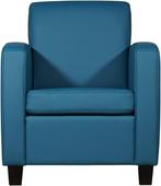 Blauwe leren landelijke stoel - poot hout bruin - Toledo Lee, Huis en Inrichting, Fauteuils, Nieuw, Ophalen of Verzenden, Landelijk