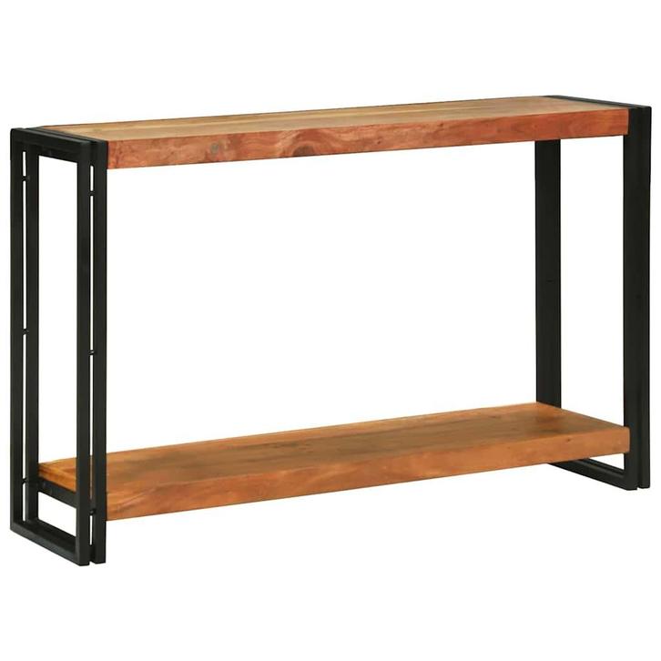vidaXL Wandtafel met plank Bruin 120 x 33 x 75 cm Massief, Huis en Inrichting, Tafels | Salontafels, Nieuw, Overige houtsoorten
