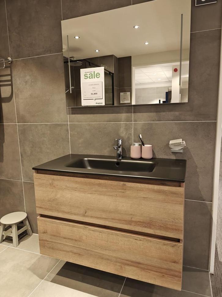 Badmeubel 100cm met zwarte wastafel - 0008, Huis en Inrichting, Badkamer | Badkamermeubels, Nieuw, 100 tot 150 cm, Ophalen