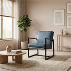 Leren fauteuil Secret - Kenia Denim (blauw), Nieuw, Ophalen of Verzenden, 50 tot 75 cm, Industrieel, Modern