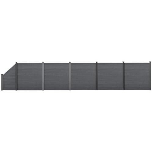 HKC Schuttingpanelen set vierkant/schuin 183x973cm grijs, Tuin en Terras, Tuinschermen, Nieuw, Verzenden