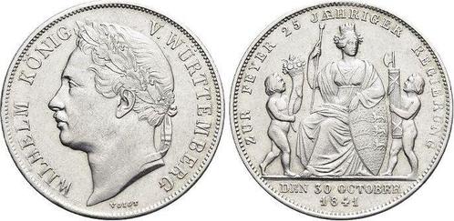 Gulden 1841 Wuerttemberg Wilhelm I 1816-1864, Postzegels en Munten, Munten | Europa | Niet-Euromunten, Verzenden