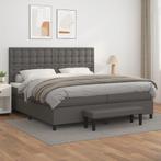 vidaXL Boxspring met matras kunstleer grijs 200x200 cm, Overige materialen, Verzenden, Overige maten, 200 cm