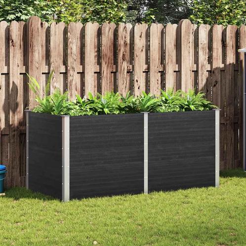 vidaXL Plantenbak verhoogd 200x100x91 cm HKC grijs, Tuin en Terras, Bloembakken en Plantenbakken, 100 cm of meer, Nieuw, Hout