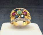 Ring - 18 karaat Geel goud Smaragd - Saffier, Sieraden, Tassen en Uiterlijk, Ringen, Nieuw