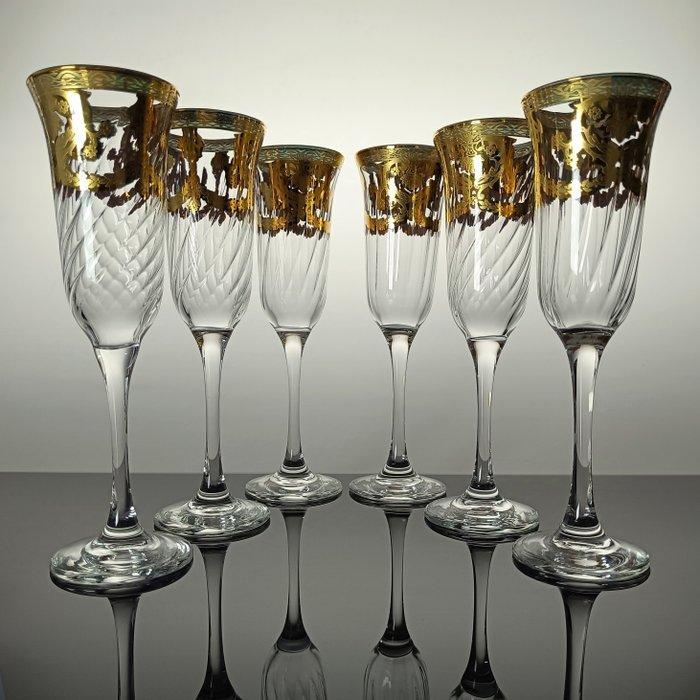 Secoloventesimo - Champagne fluitje (6) - Venice Gold Flute, Antiek en Kunst, Antiek | Meubels | Tafels