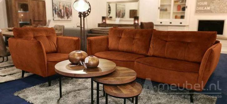 Bankstel Akker - rechte banken - Cognac, Huis en Inrichting, Banken | Bankstellen, Nieuw, Stof