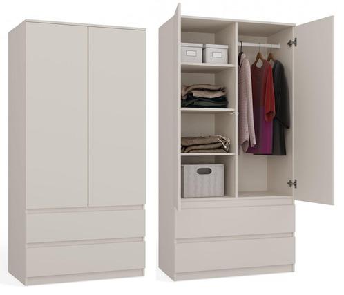 Kledingkast creme 90 cm met legplanken en roedestang Creme, Huis en Inrichting, Kasten | Kledingkasten, 50 tot 75 cm, Nieuw, Overige houtsoorten