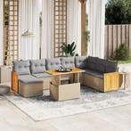 vidaXL 9-delige Loungeset met kussens poly rattan beige, Tuin en Terras, Tuinsets en Loungesets, Verzenden, Nieuw, Rotan, Loungeset