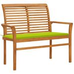 vidaXL Tuinbank met heldergroen kussen 112 cm massief, Verzenden, Nieuw, Teakhout