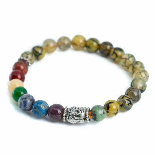 Edelsteen Armband 7 Chakra en Agaat Dragon Veins met, Sieraden, Tassen en Uiterlijk, Armbanden, Nieuw, Verzenden