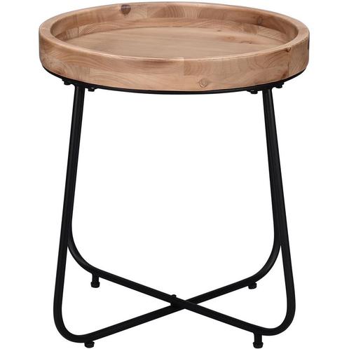 Bijzettafel - Trion Jin - Houten blad - Rond - Zwart -, Huis en Inrichting, Tafels | Eettafels, Nieuw, Metaal, Ophalen of Verzenden